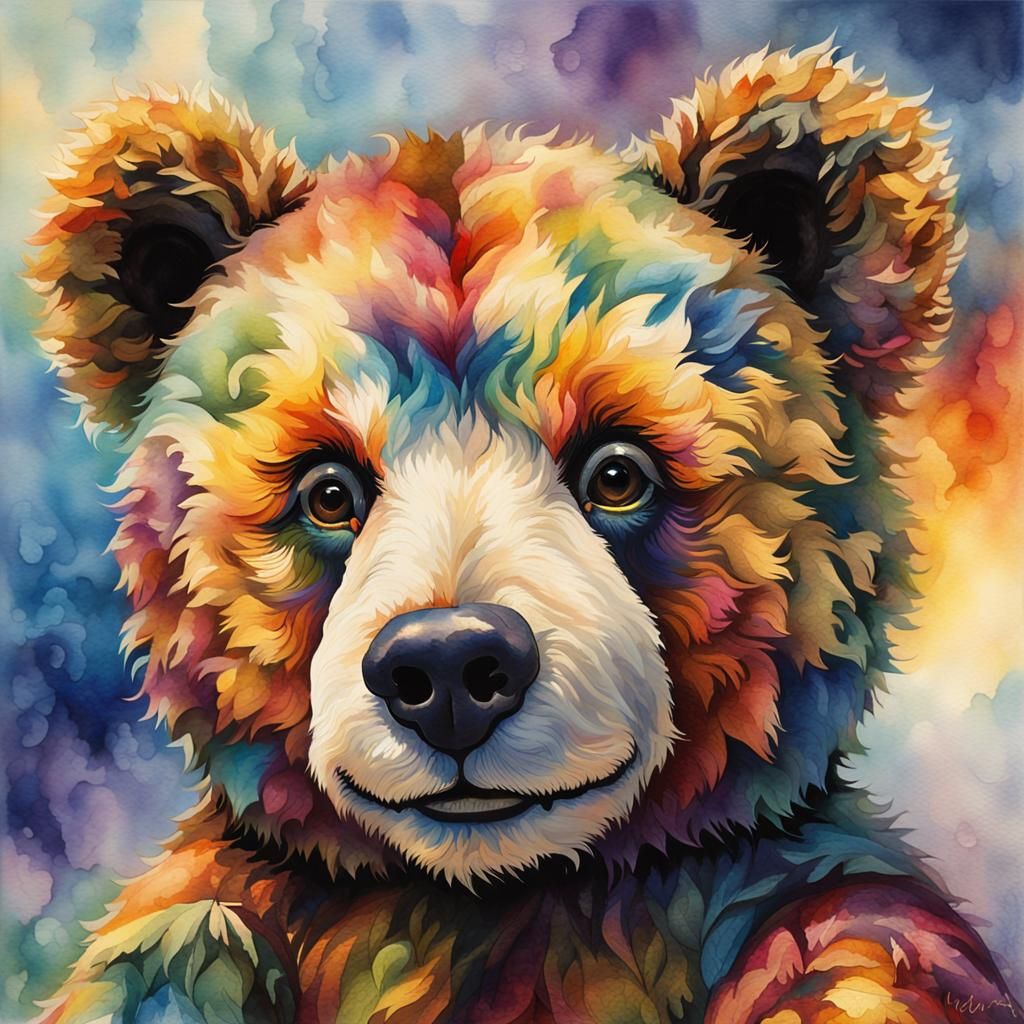 Intricate Harlequin Teddy Bear with Batik Fur