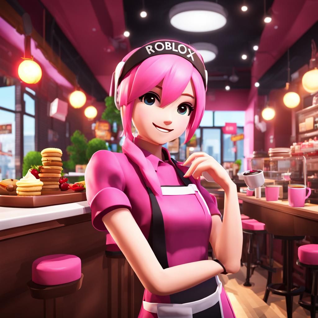 Roblox Game Cover: Pink Cafe Worker Girl