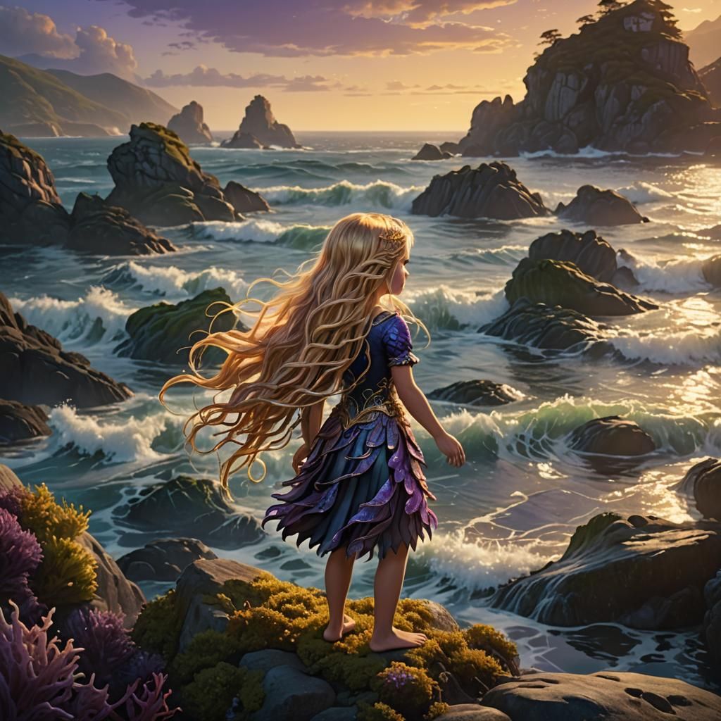 Little Girl Ariel in an Ocean Fantasy