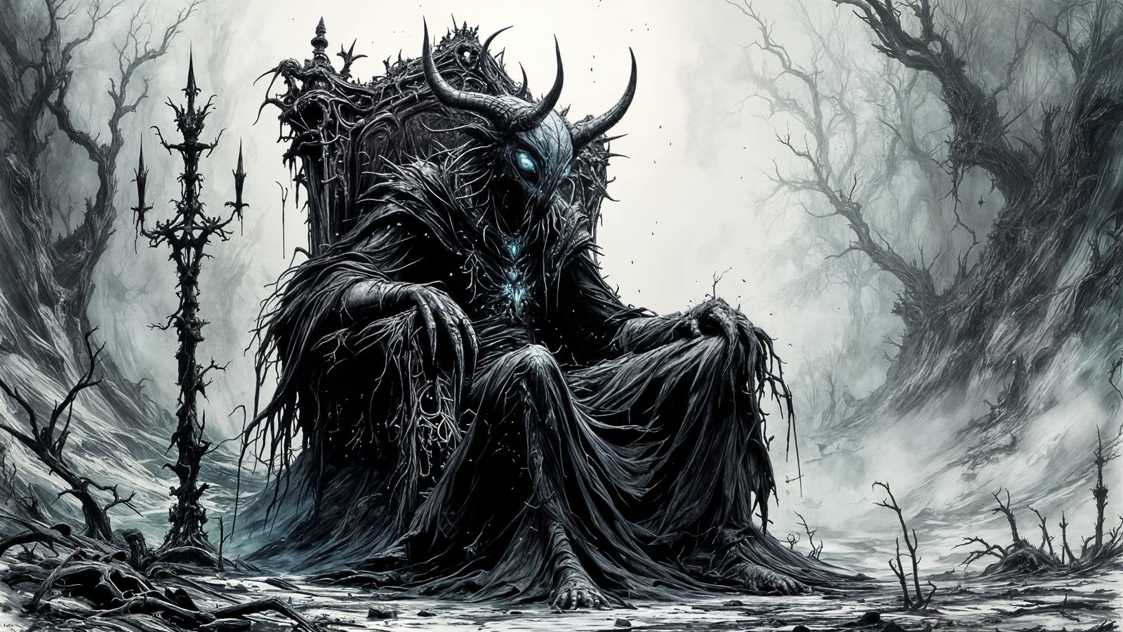 Gothic Alien King in Ink and Alcohol Ink