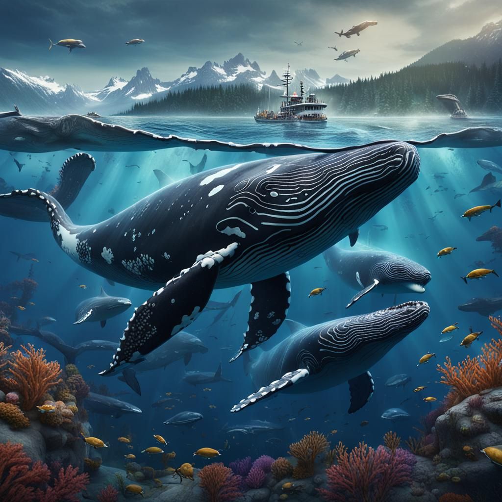 Humpback Whales Group Feeding in British Columbia