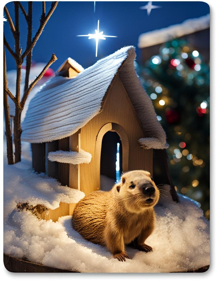 Nativity Scene Featuring Beavers