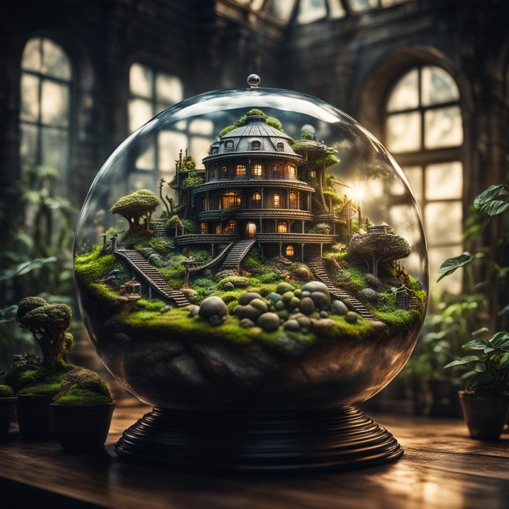 Alien Builds Earth Terrarium: Hyperrealistic 64 Megapixel Im...