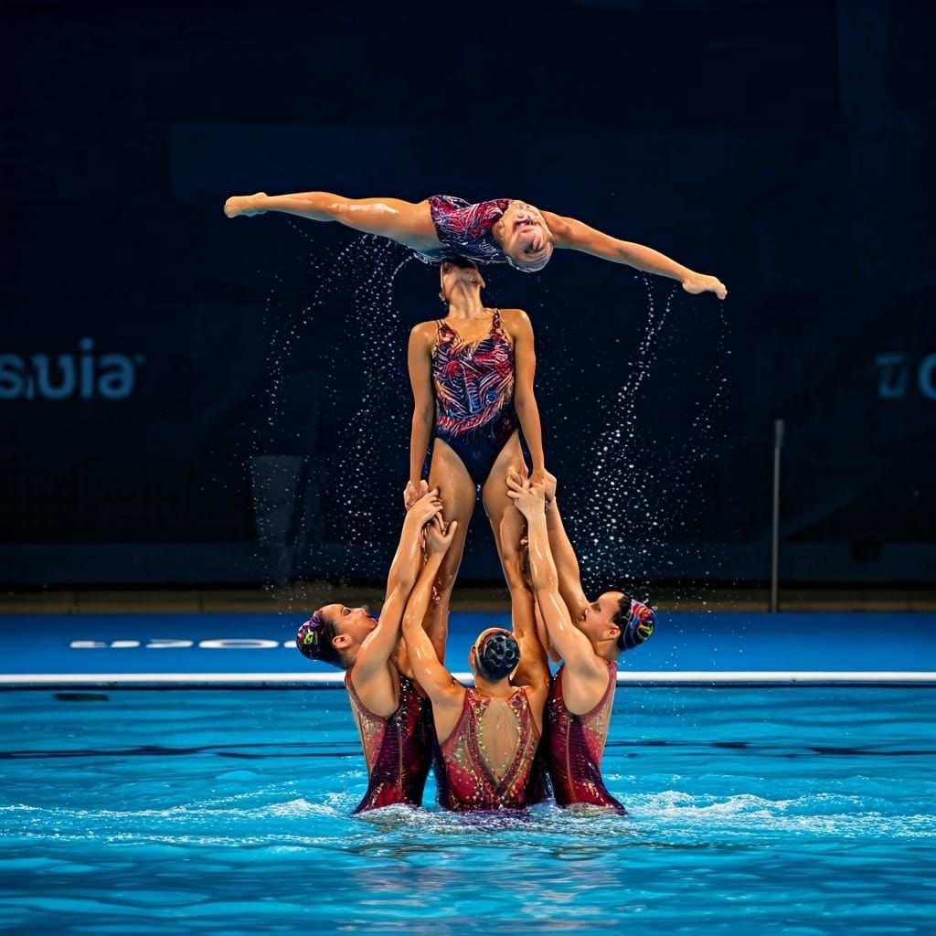 Synchronized Swimmers Form Tower in Hyper-Realistic Detail