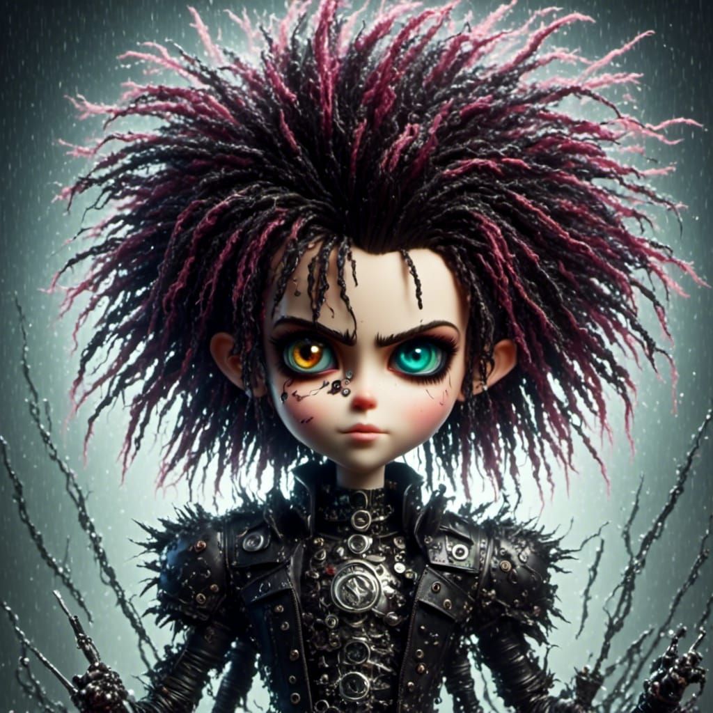 Chibi Edward Scissorhands: A 2D/3D Portrait