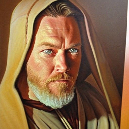 Obi-Wan Kenobi Portrait in Oil Painting Style