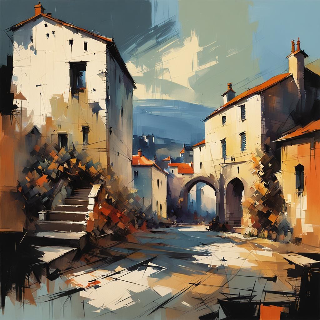 Surrealist Landscape Painting in a Dreamlike Atmosphere