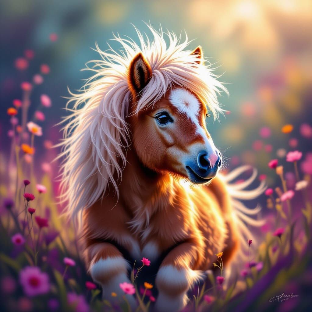 Fluffy Shetland Pony Splash Art Concept