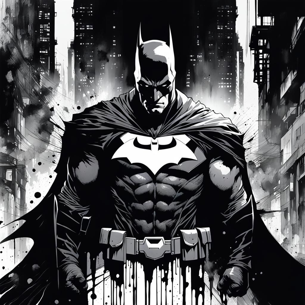 Fierce Batman Portrait in Dark Fantasy Neo-Noir Style