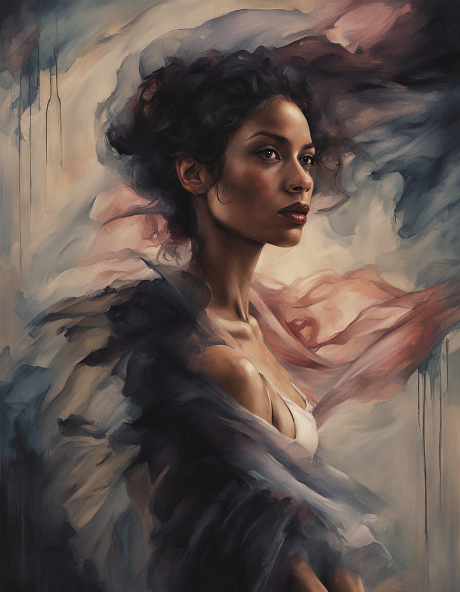 Woman in Dark Silks: A Cinematic Digital Painting