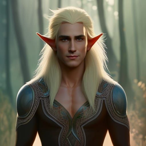 Smiling Elf Portrait in Watercolor Style