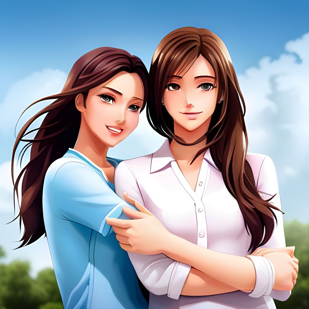 Anime-Style Image of Two Girls Holding Hands