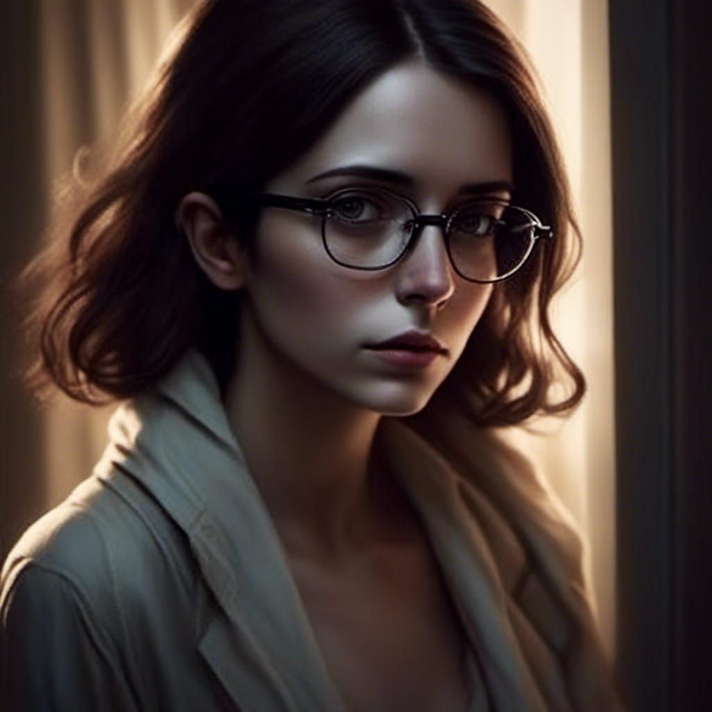 Night Portrait of Woman in Silk Robe