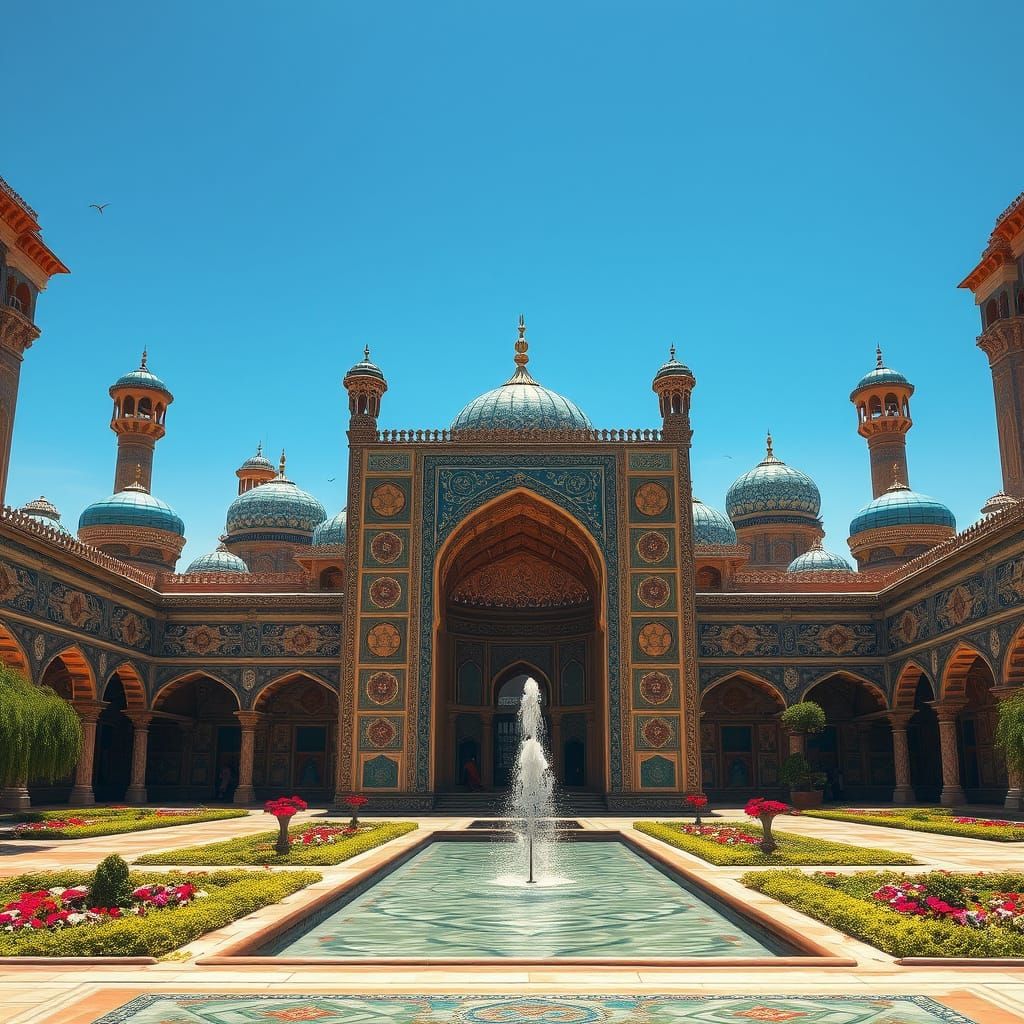 Grand Persian Palace in Fantasy Art Style