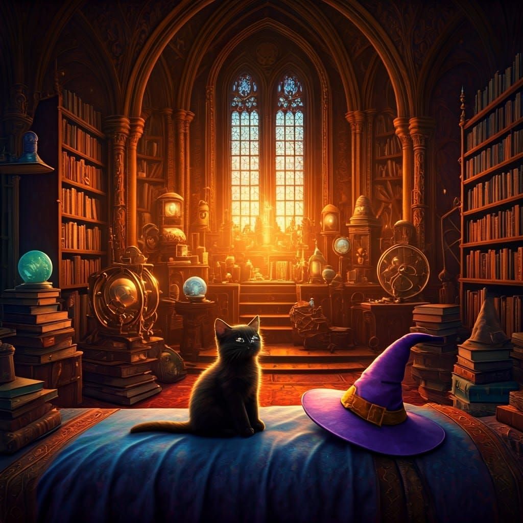 Whimsical Wizard's Lair in Maximalist Style