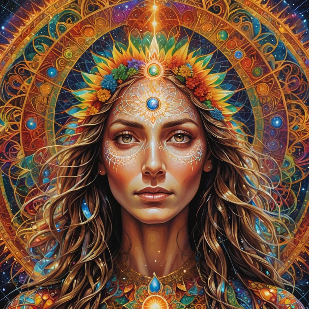Mary Magdalene in Rainbow Fractal Hologram