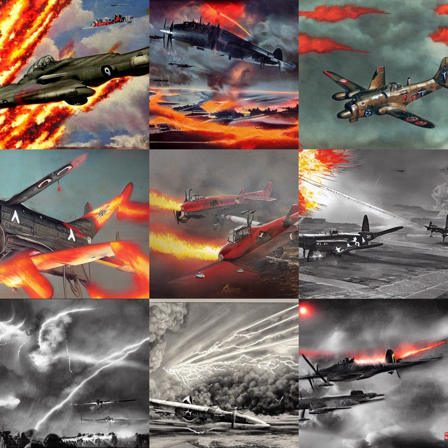 WWII Japanese Warplanes in Electrified Storm