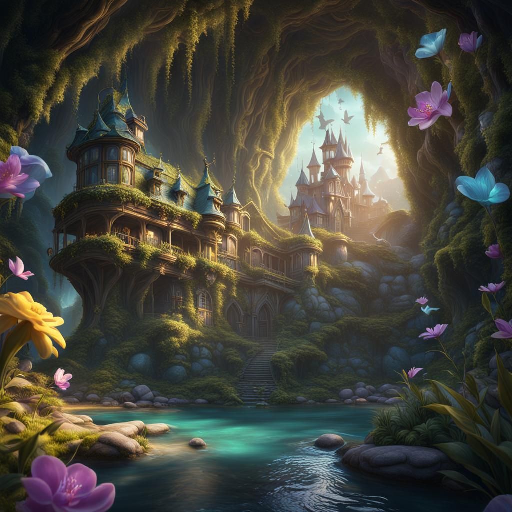 Detailed Matte Painting of Tinkerbell in Fantasy Art Style