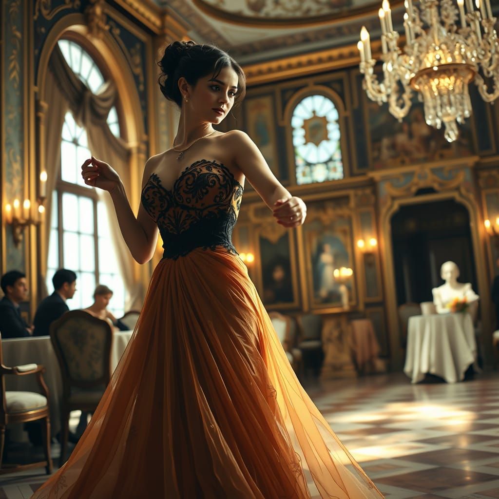 Dancing Queen in Opulent Ballroom, Inspired by Victorian Era...
