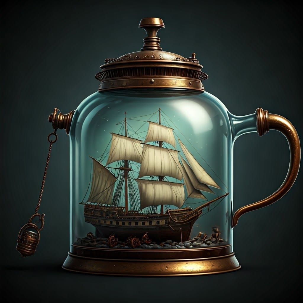 Steampunk Ship in a Bottle