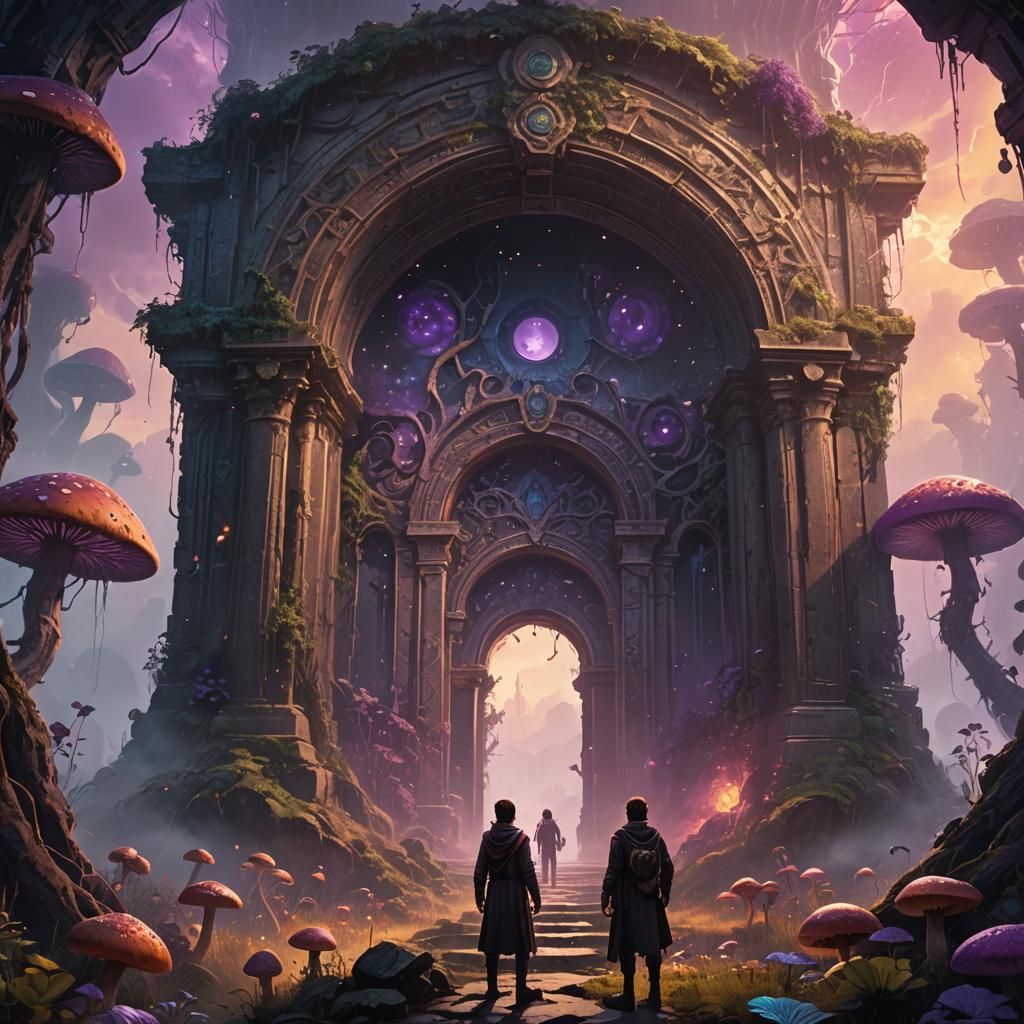 Observadores at an Ethereal Portal: Fantasy Art