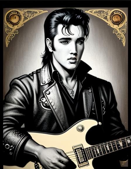Elvis in Art Nouveau Rock and Roll Glamour