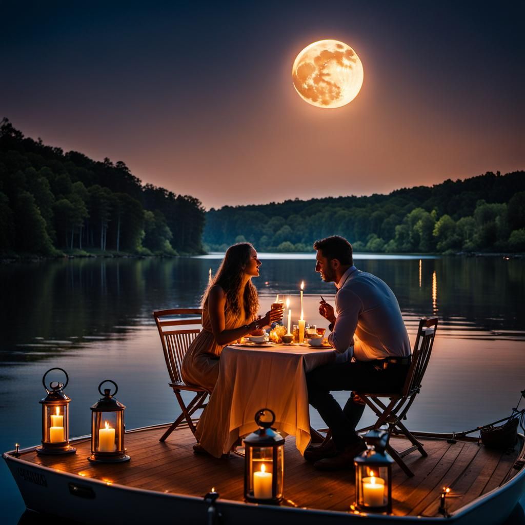 Romantic Candlelight Dinner on a Sailboat