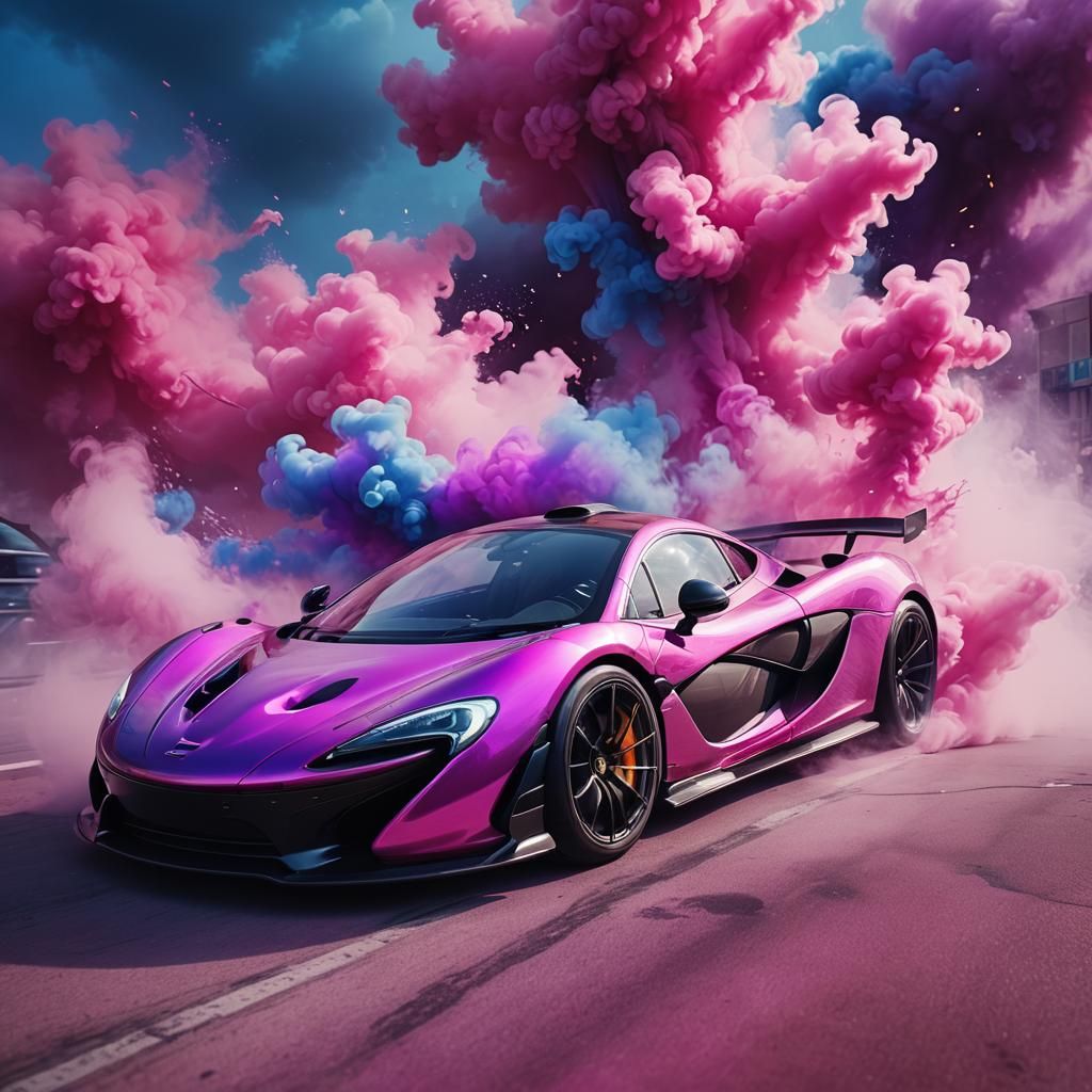 Pink McLaren P1 Bursts Through Colorful Smoke