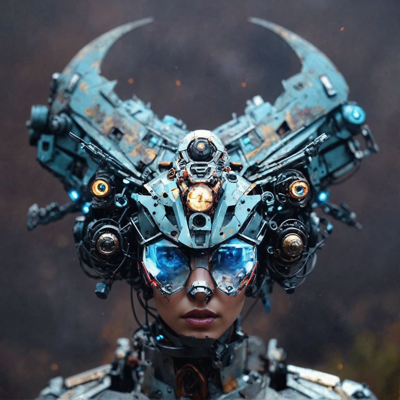 Futuristic Steampunk Battle Mech Portrait
