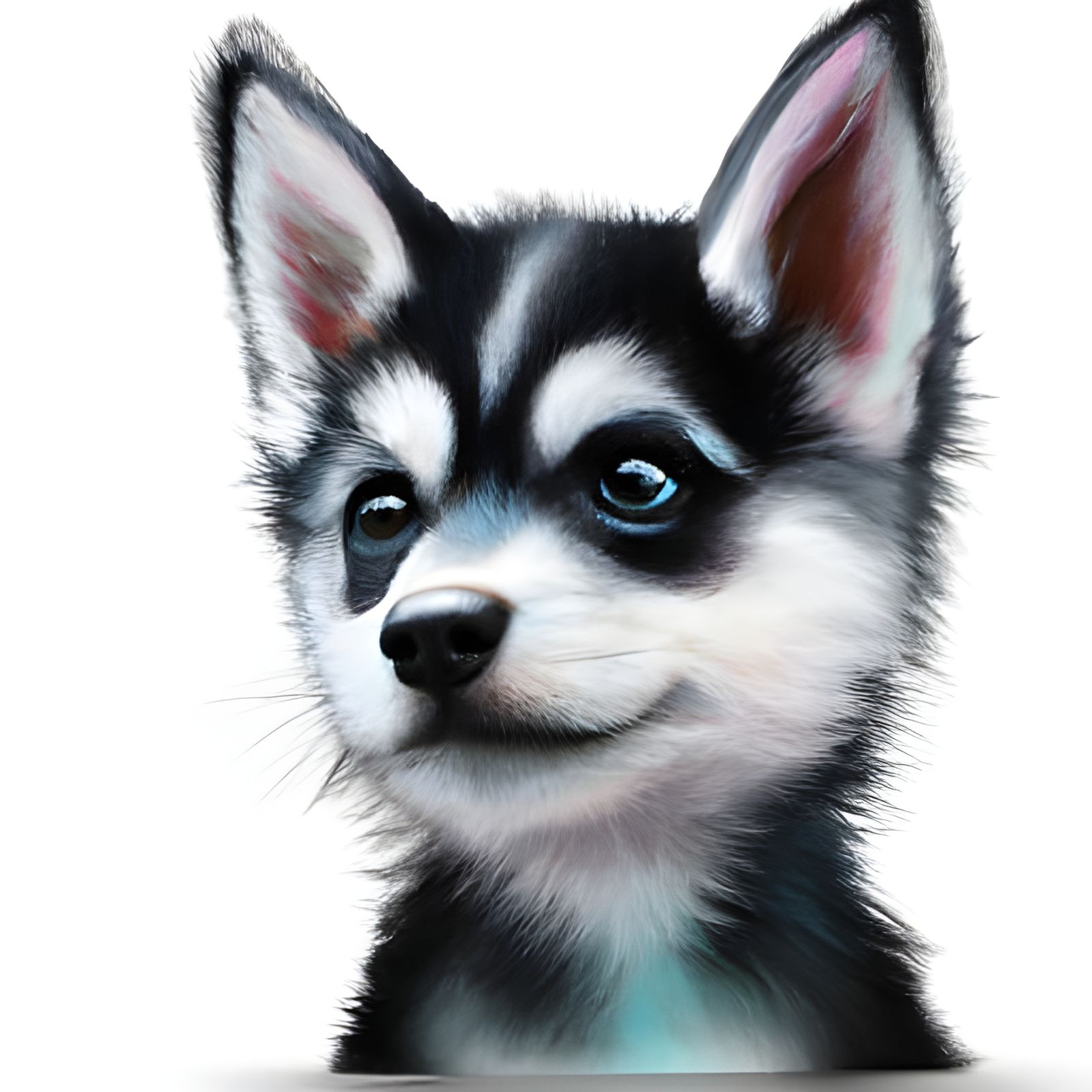 Cute Alaskan Klee Kai Puppy in Charcoal Drawing