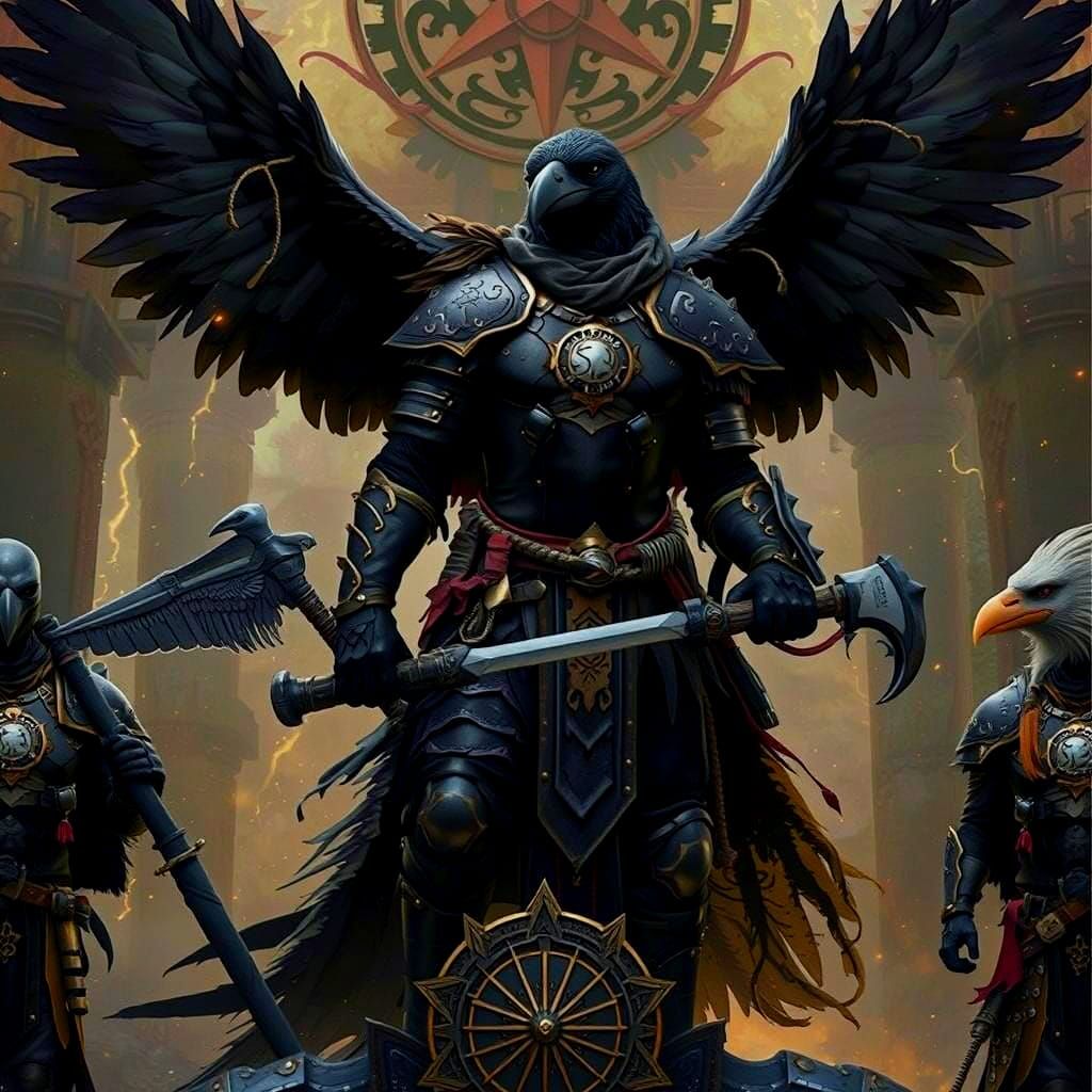 Crow Viking Hybrid in Dark Fantasy Style