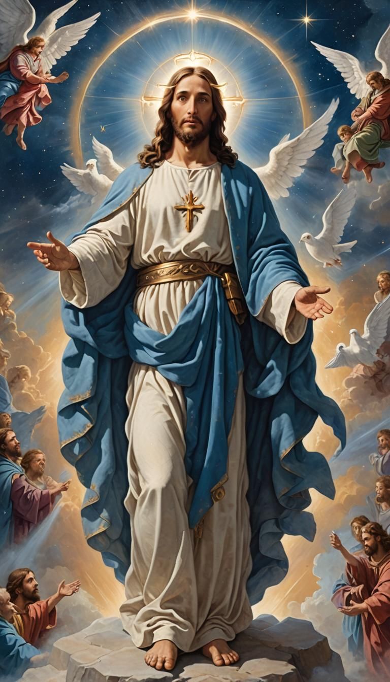 Heavenly Portrait of Jesus Christ with Cross