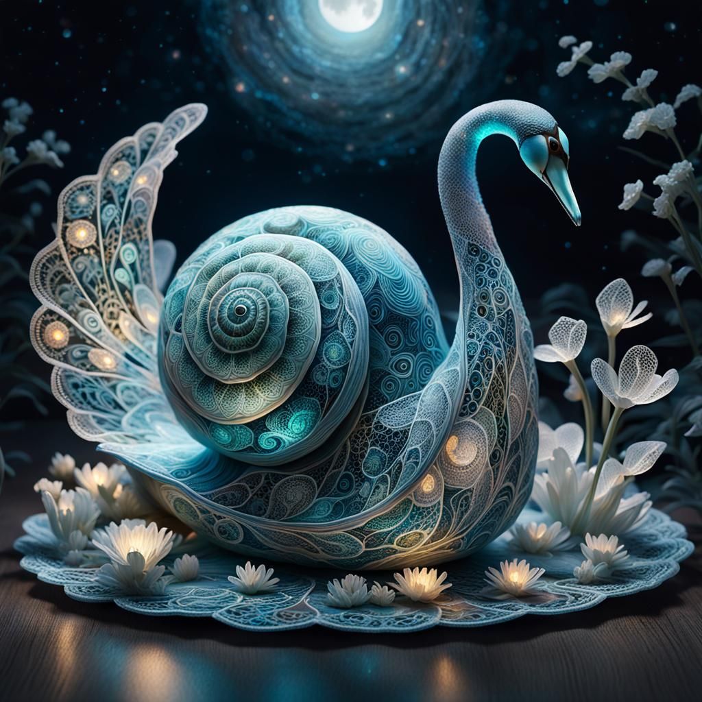 Bioluminescent hybrid of a Snail / Swan