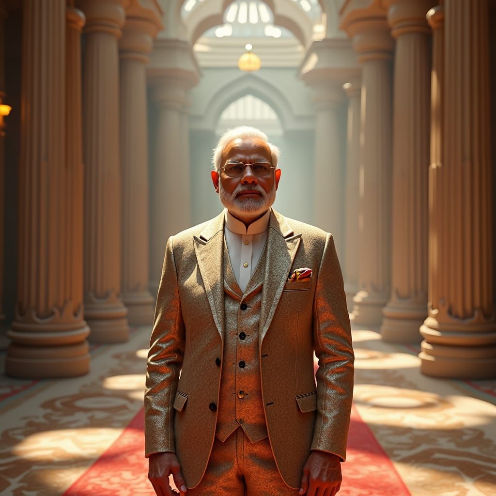 Narendra Modi in Grand Surreal Architectural Setting