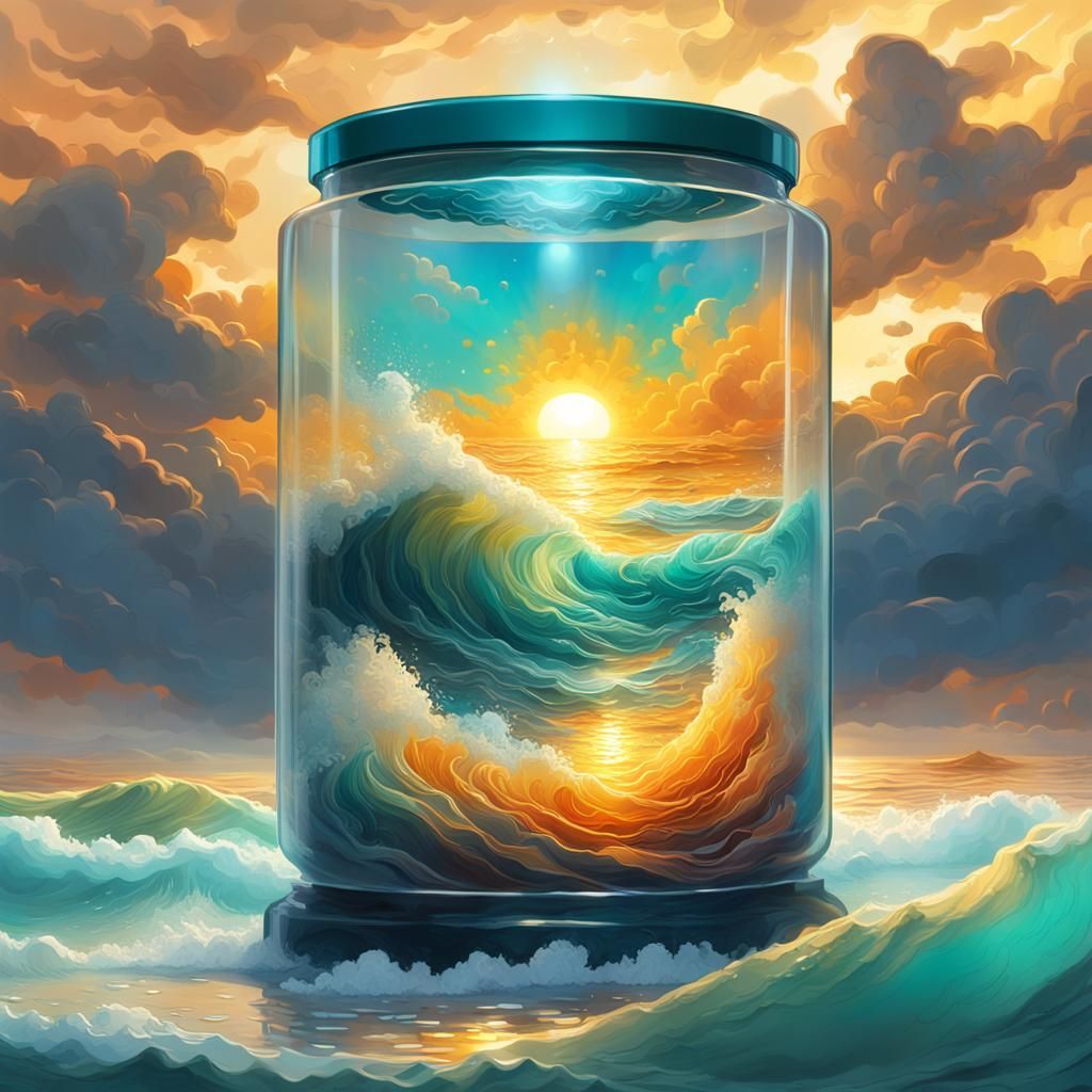 Storm in Glass Container: Detailed Digital Art