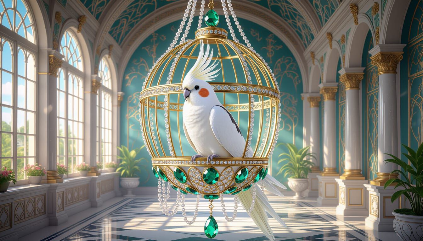 Crystal Bird Cage with Cockatiel in Dreamlike Gallery