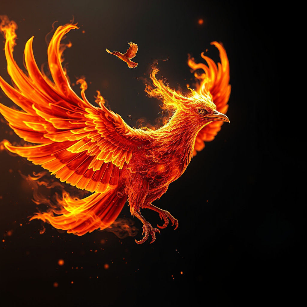Fiery Bird: Hyperdetailed Artgerm-Inspired Composition