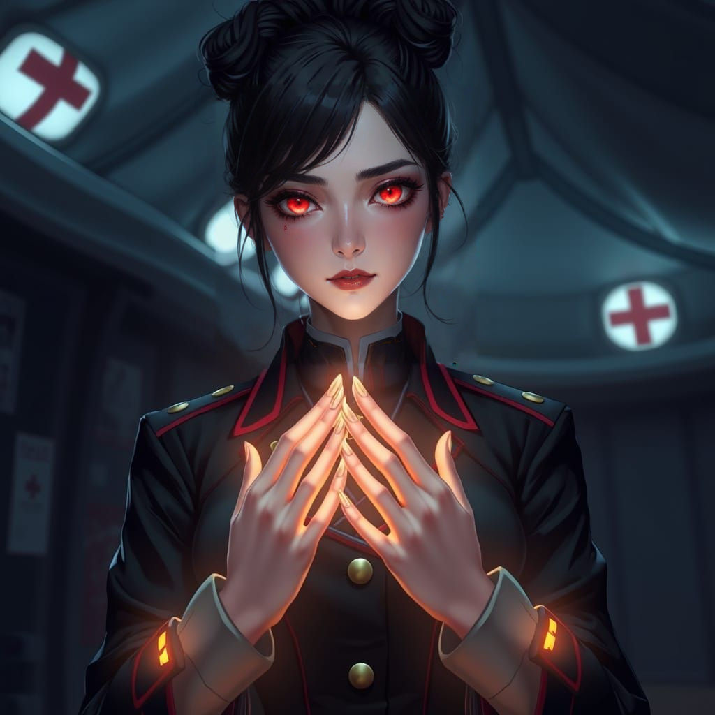 Compassionate Vampire Healer in Anime Style
