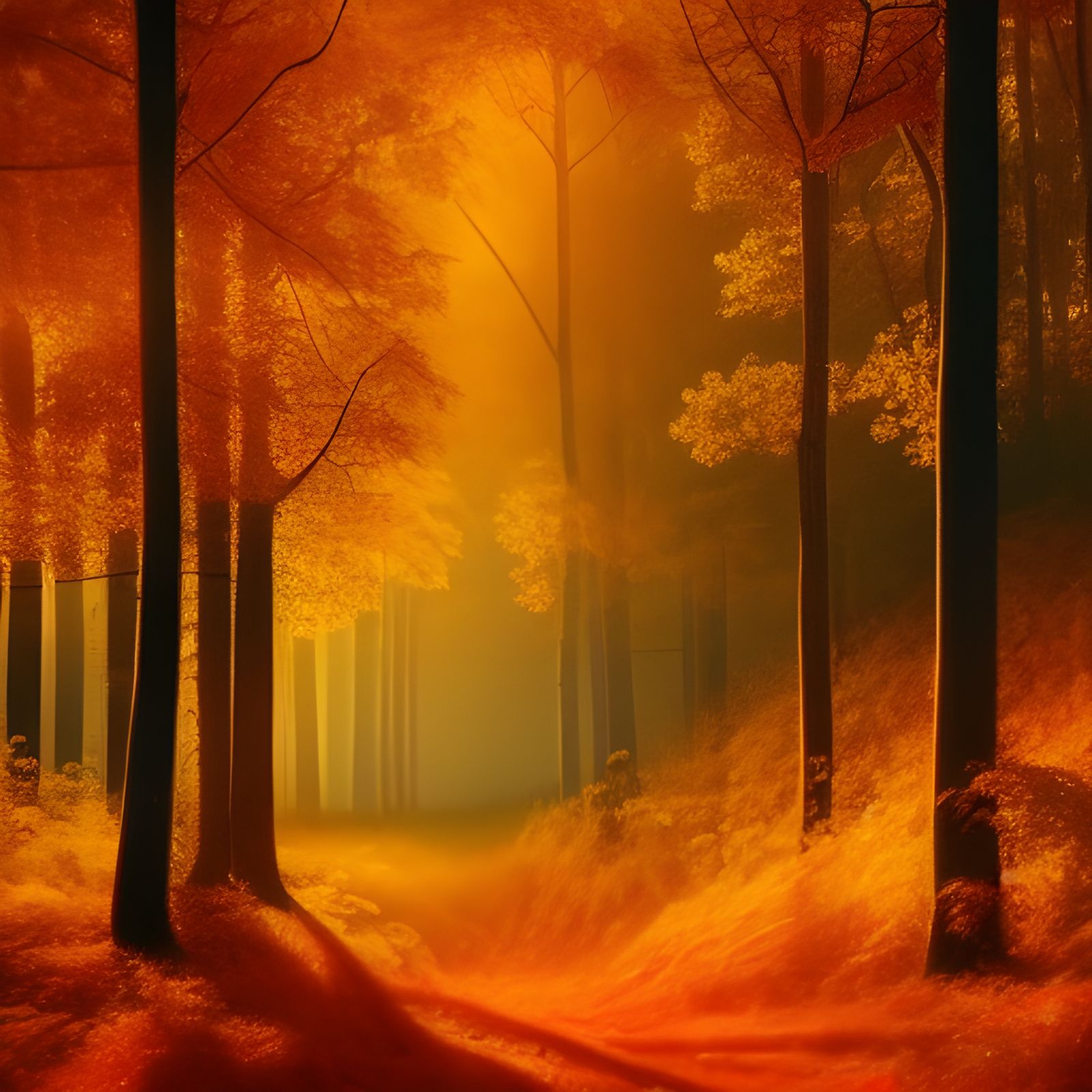 Autumn Forest in Evening Light