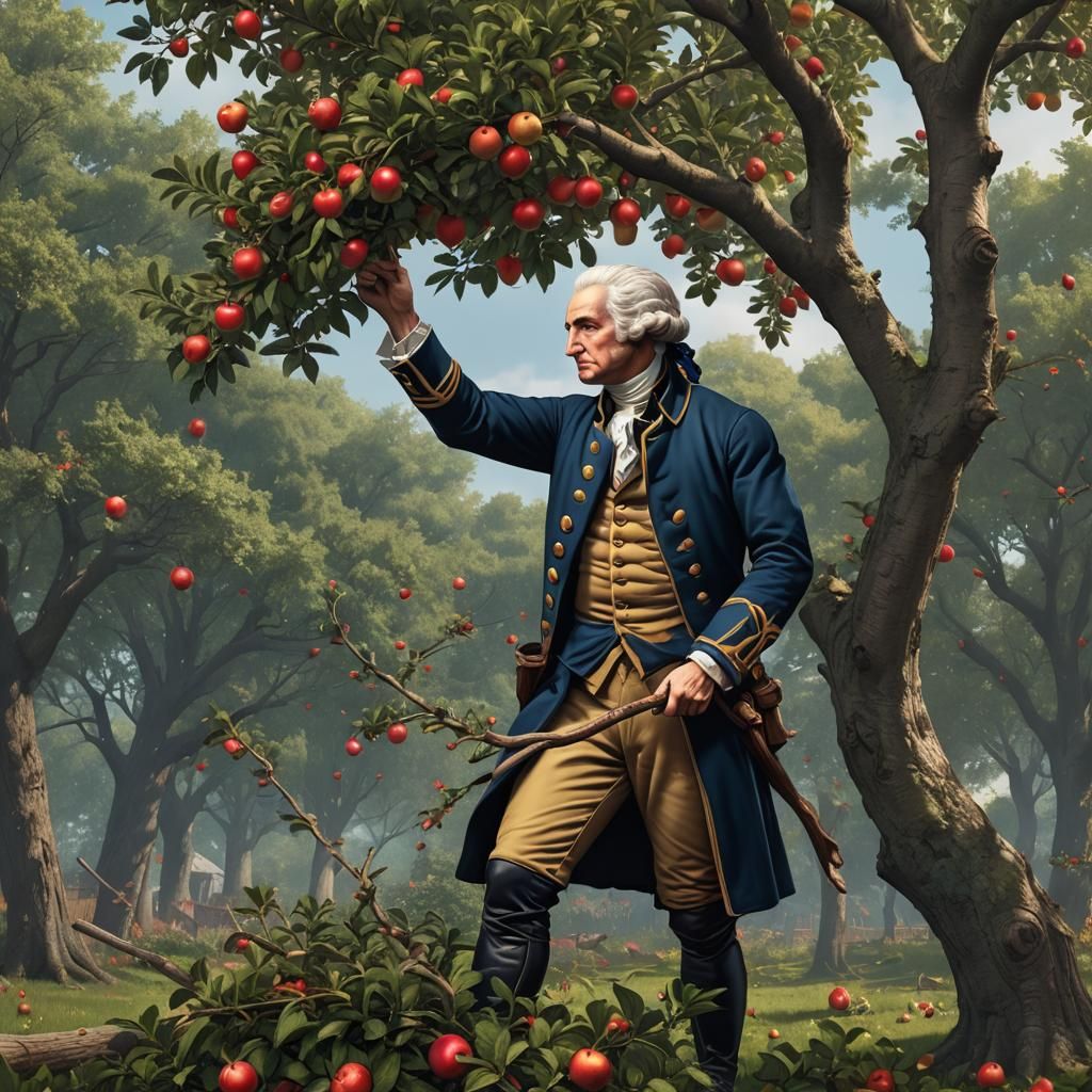 George Washington Chopping Down Apple Tree in 3D