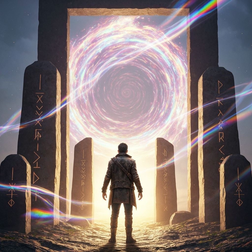 Explorer Before Dimensional Portal in Hyperrealistic Style