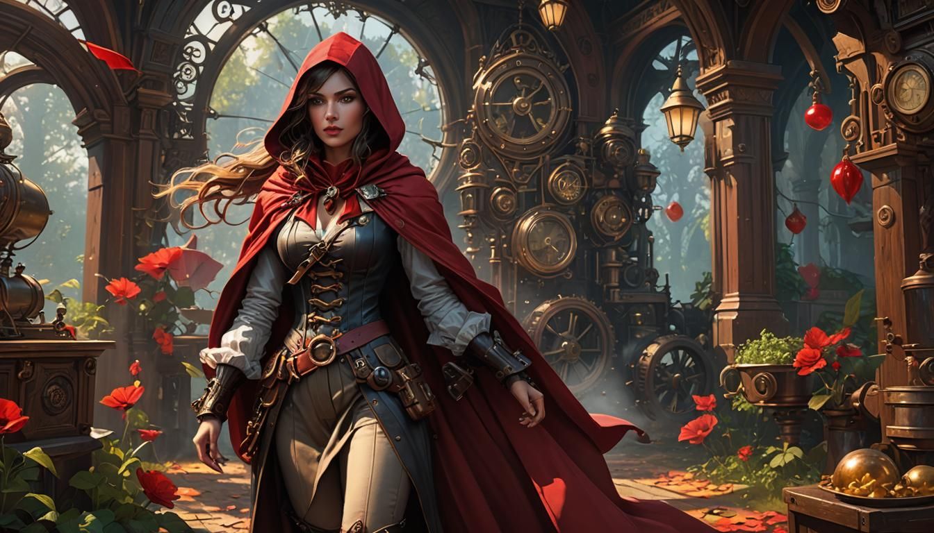 Steampunk Red Riding Hood: Detailed Art