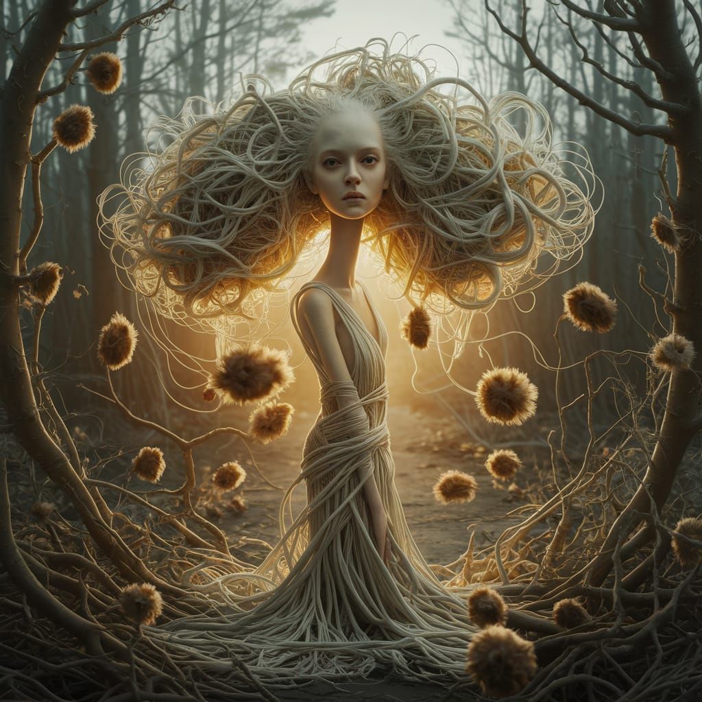 She's Hollow - Mirrors on Nature Mock Her Embodied Ivory-White Hair