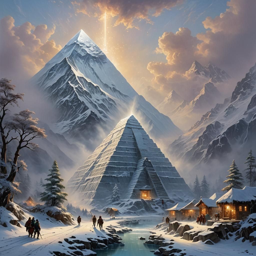 Ethereal Himalayan Ice Pyramid in Fantasy Style