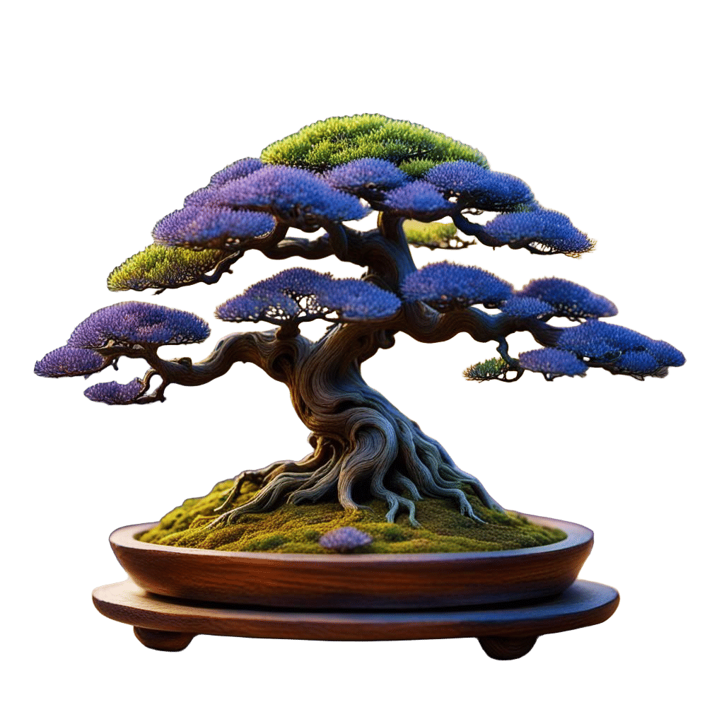 Detailed Bonsai Tree on Rustic Tray