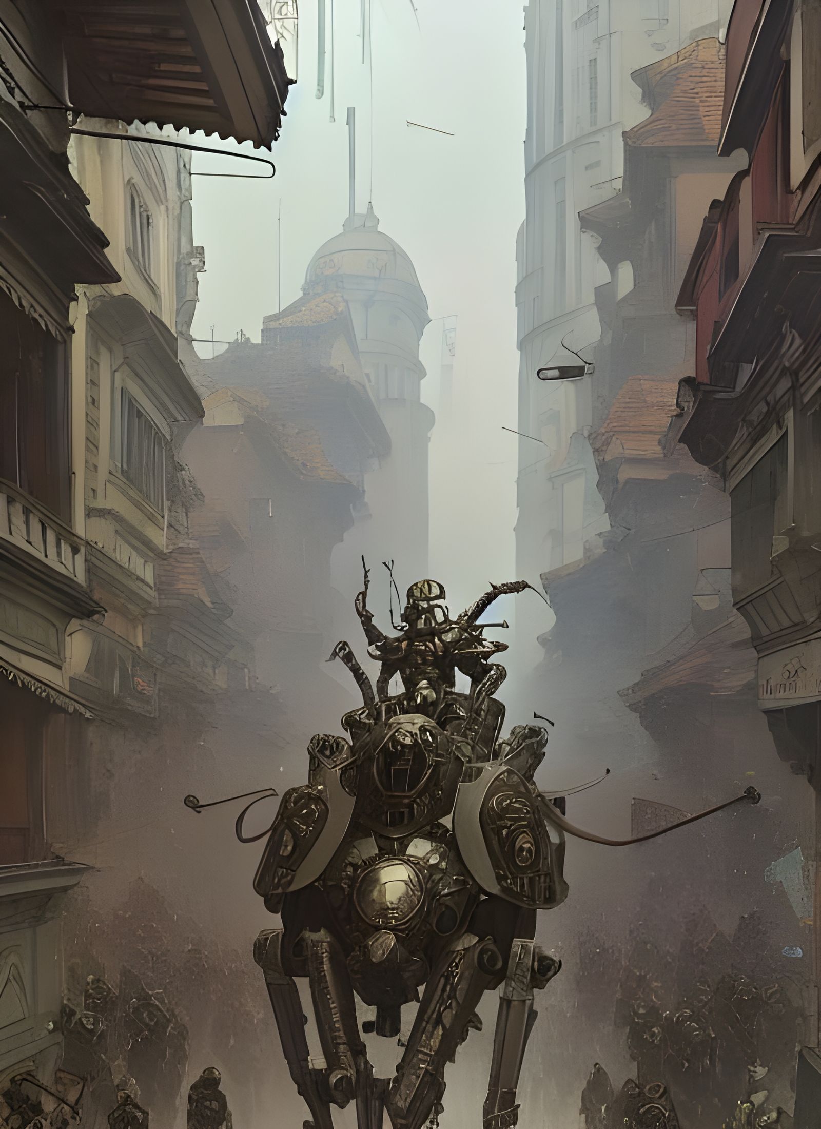 Armored Insectoid Legion Parade in Art Nouveau City