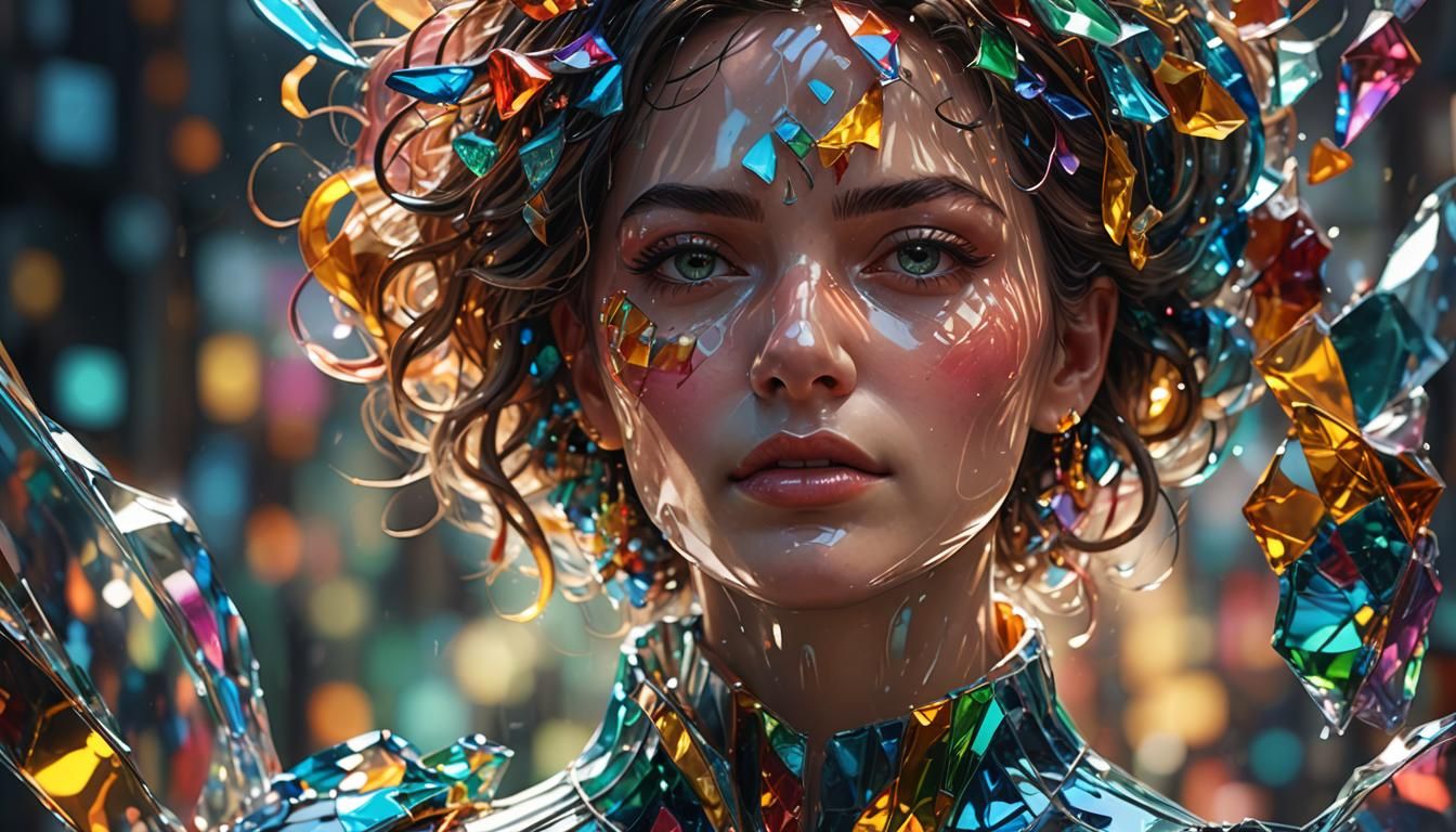 Glass Woman: Hyperrealistic 3D Art