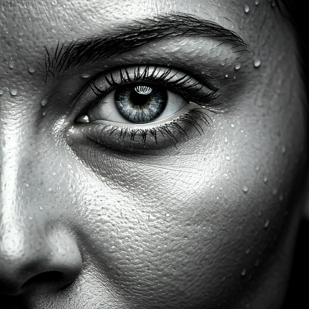 Dramatic Portrait of a Woman in Black and White