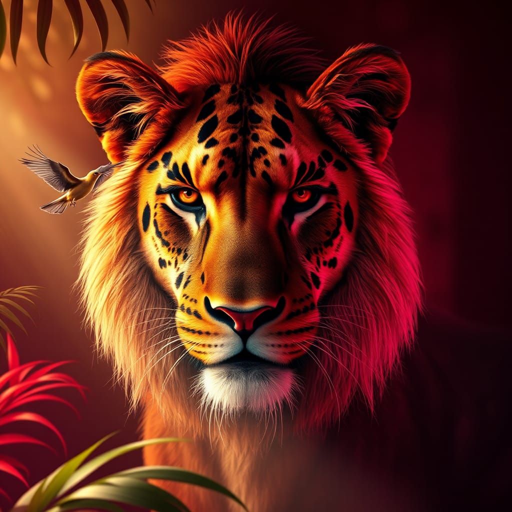 Leopard in Enchanted Jungle: Digital Art