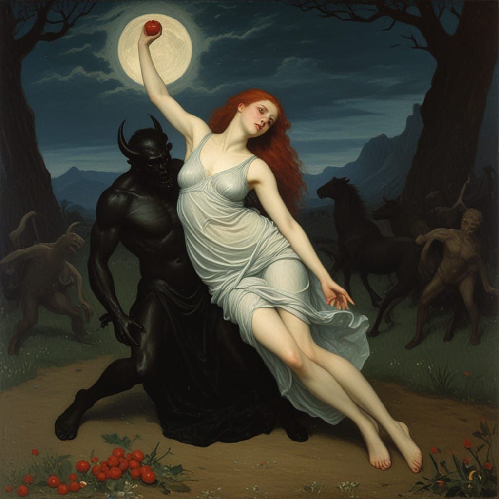 Persephone's Mythical Abduction in Vibrant Color